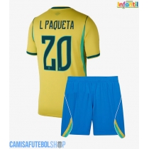 Camisa de time de futebol Brasil Lucas Paqueta #20 Replicas 1º Equipamento Infantil Mundo 2026 Manga Curta (+ Calças curtas)